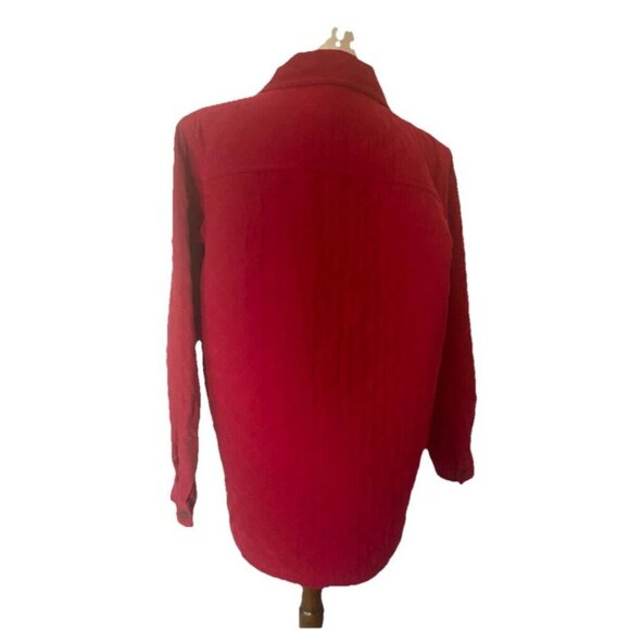 Talbots Red Quilted Lined Shirt Jacket Shacket Womens Sz M Barn Chore Colorful V - Picture 3 of 15